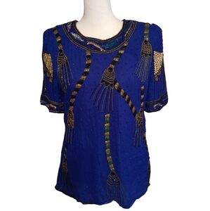 Lawrence Kazar New York vintage '80s silk sequence blouse SZ. S.